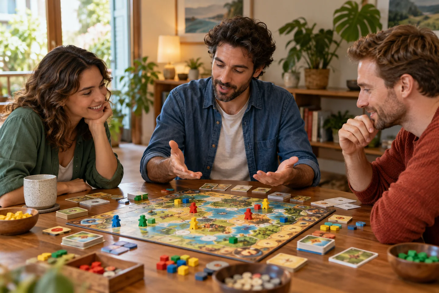 An adult demonstrating a simple turn to friends